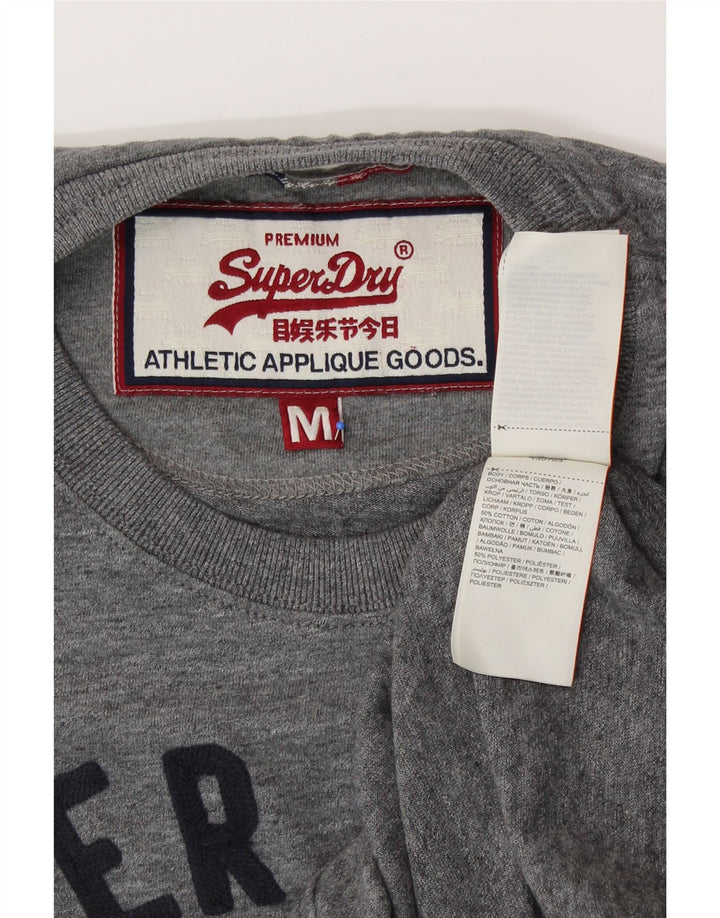 SUPERDRY Mens Graphic T-Shirt Top Medium Grey Cotton
