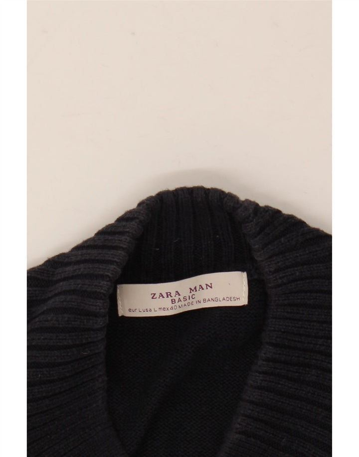 Zara Hombre Jersey Con Cuello En V Jersey Grande Azul Marino