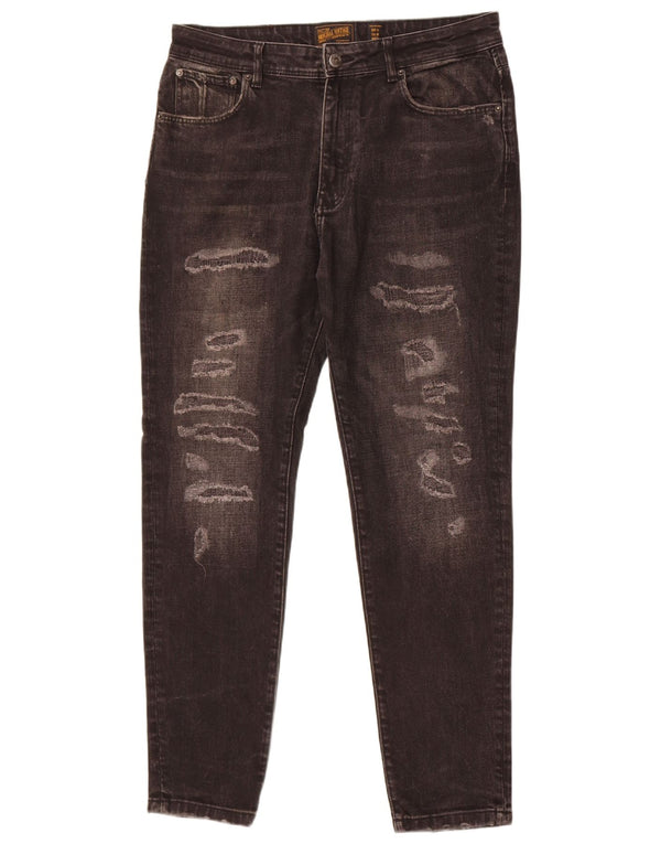 Zara Jeans ajustados desgastados para hombre EU 44 Large W34 L30 Algodón negro