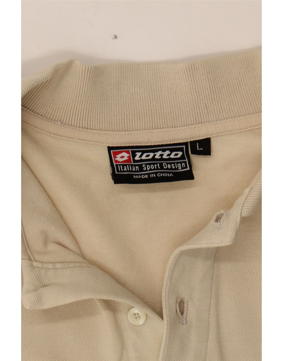 LOTTO Mens Polo Shirt Large Beige Cotton Vintage Lotto and Second-Hand Lotto from Messina Hembry 