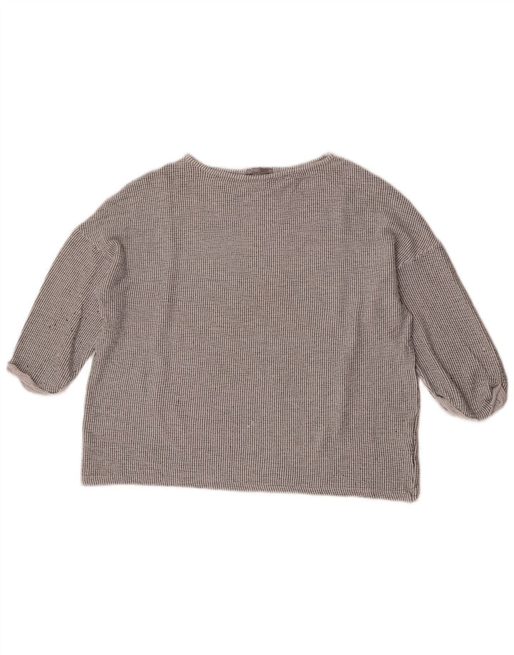 Zara Blusa extragrande de manga 3/4 para mujer UK 44 Gris medio a rayas