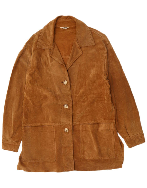 VINTAGE Chaqueta de ante para mujer Reino Unido 14 Marrón grande