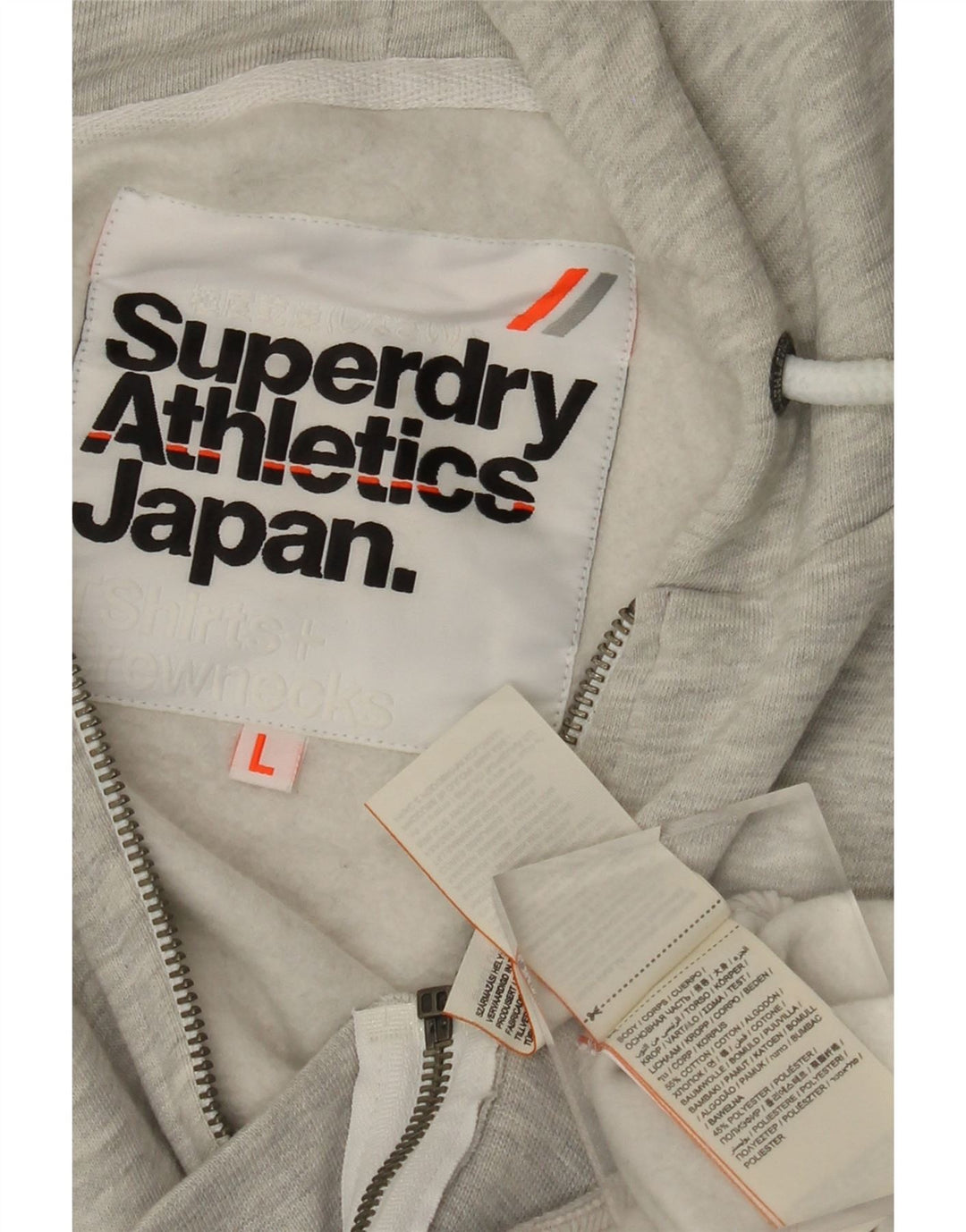 SUPERDRY Suéter con capucha y cremallera para hombre de algodón moteado gris grande