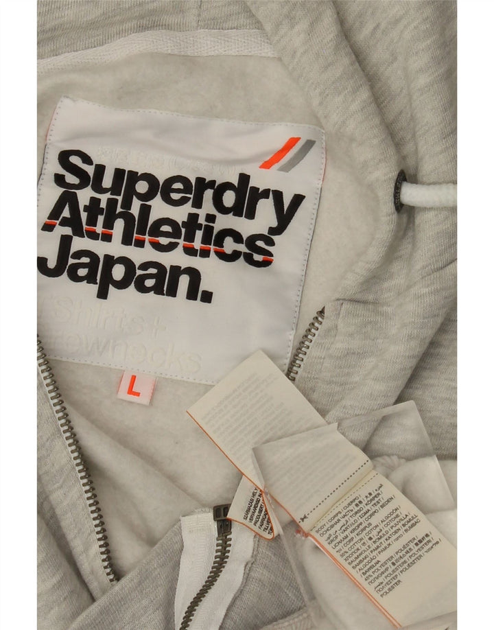 SUPERDRY Suéter con capucha y cremallera para hombre de algodón moteado gris grande