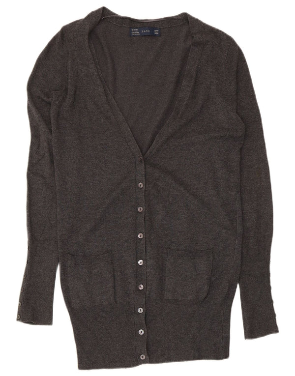 Zara Mujer Cárdigan Suéter UK 12 Rayón Gris Medio
