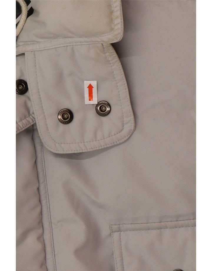 VINTAGE Hombres Loose Fit Abrigo acolchado Reino Unido 36 Pequeño Poliéster Gris