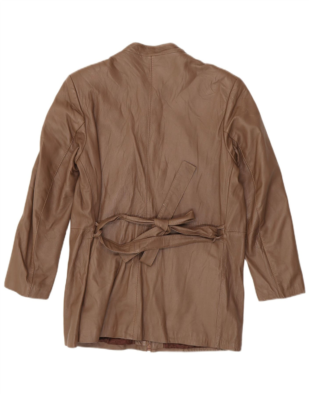 Vintage mujer cuero abrigo Reino Unido 14 cuero marrón medio