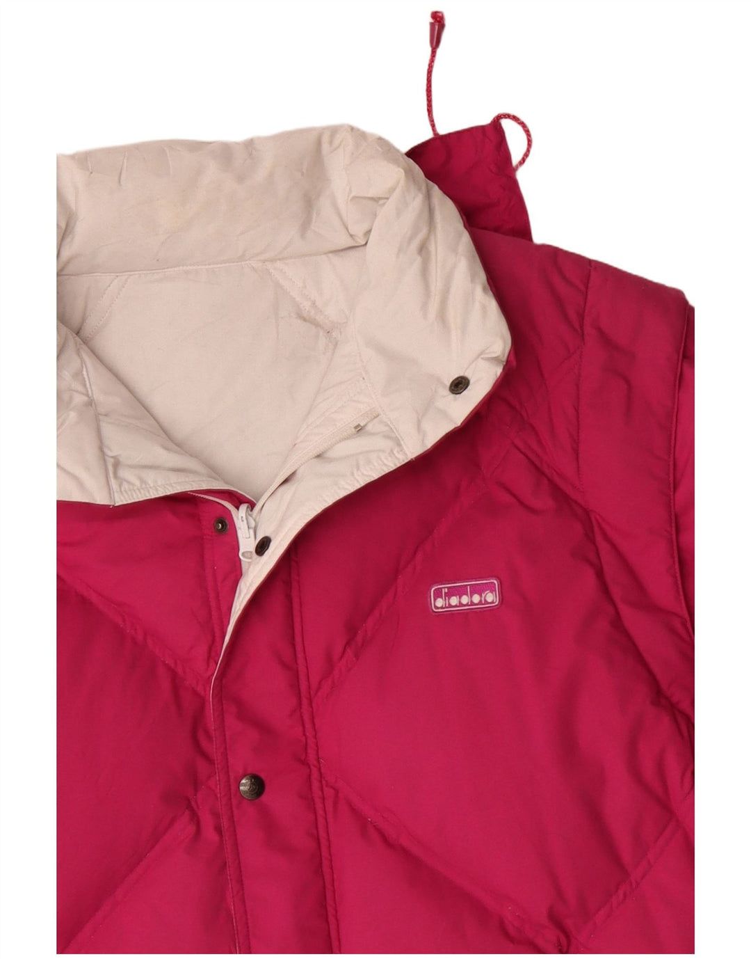 Diadora Chaqueta acolchada reversible con capucha para hombre, talla 40, poliéster rosa grande