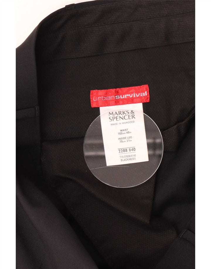 Marks & Spencer Pantalón de traje recto para hombre W40 L31 Lana negra