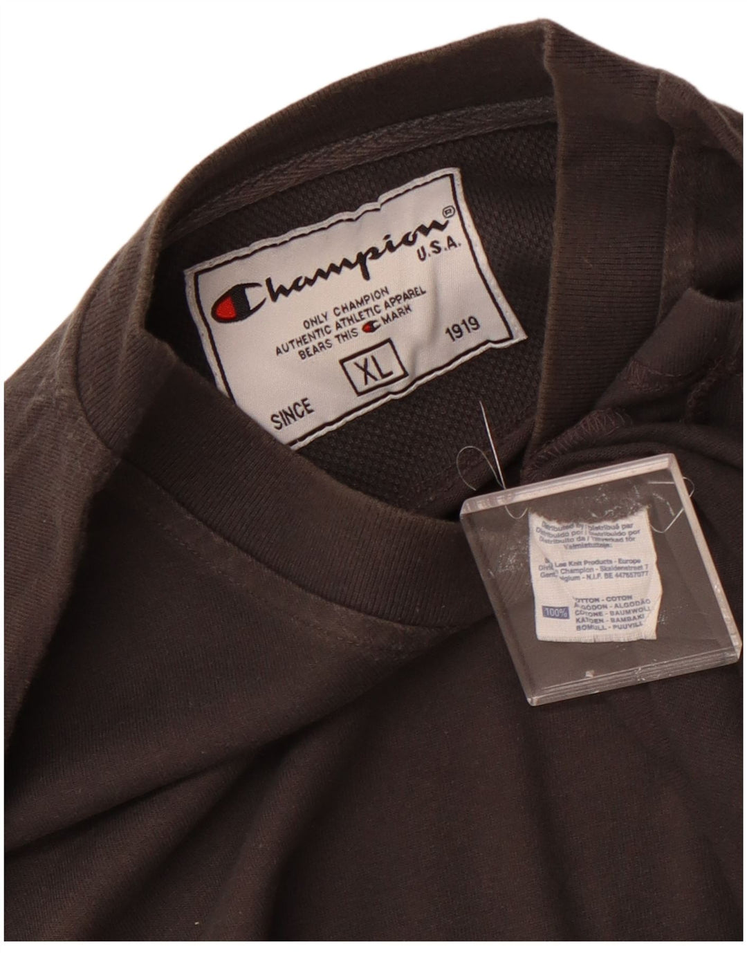 Champion Hombre Camiseta Manga Larga XL Gris Algodón