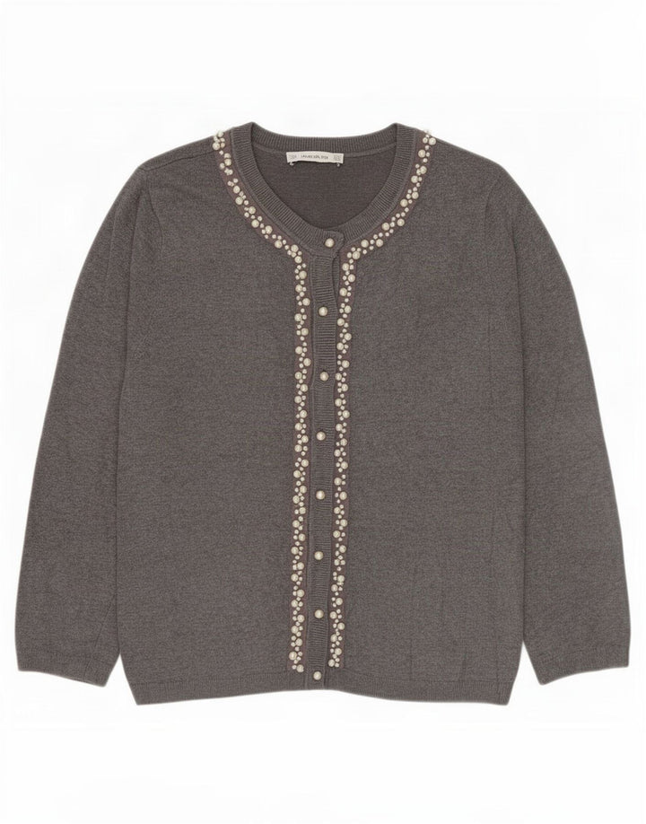 Zara Mujer Cárdigan Suéter UK 44 Grande Gris