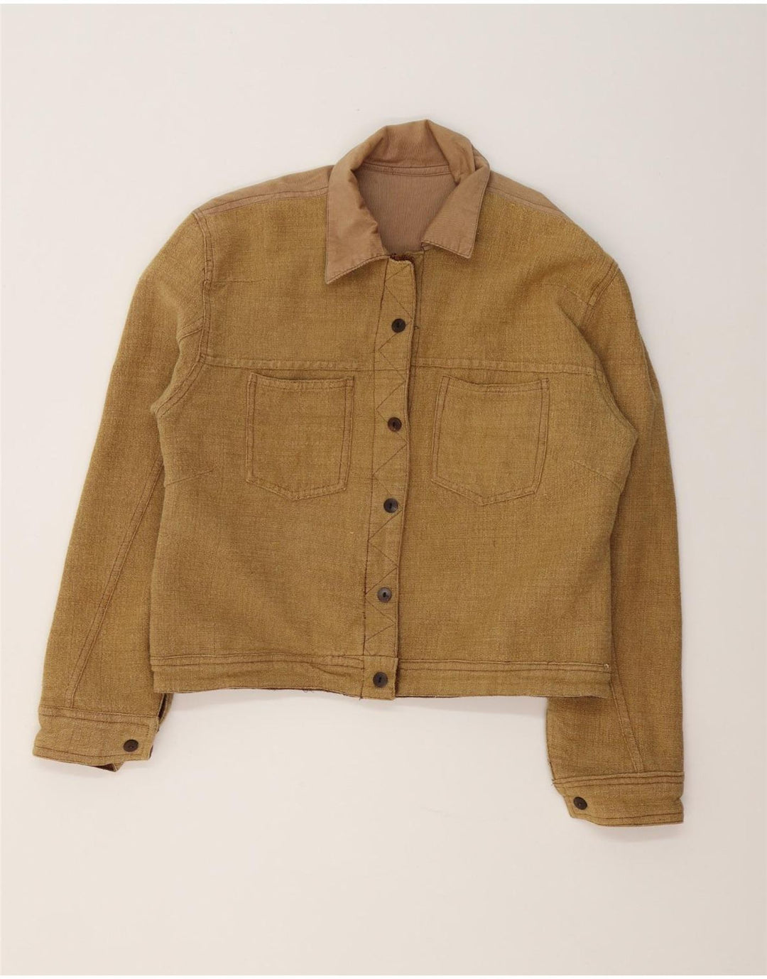 Vintage mujer chaqueta reversible Reino Unido 12 marrón medio