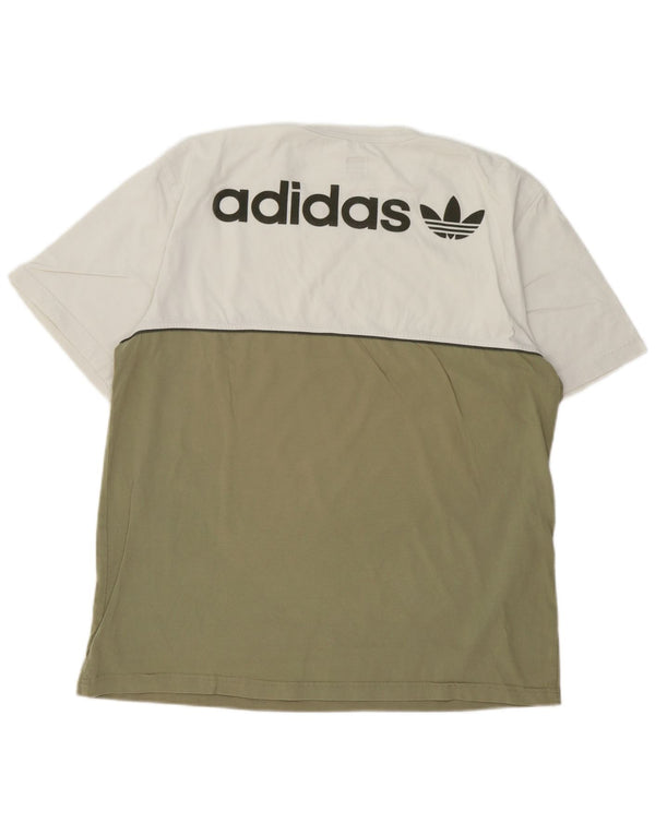 Adidas Hombre Camiseta Gráfica Top Grande Blanco Colorblock Algodón
