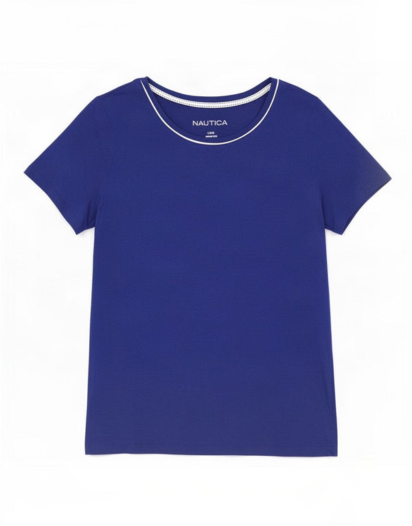 Nautica Camiseta para Mujer Top UK 44 Grande Azul Algodón