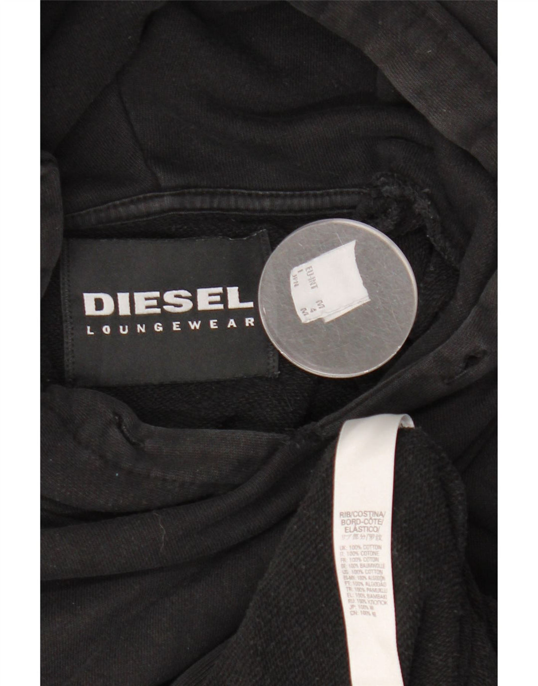 Diesel Hombre Sudadera Con Capucha Gráfica Jersey De Algodón Negro Mediano