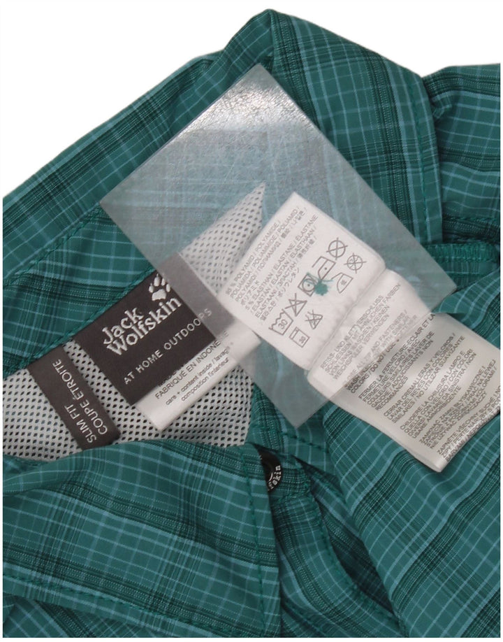 Jack Wolfskin Camisa Slim Fit para Mujer ES 40 XL Poliamida a Cuadros Verde
