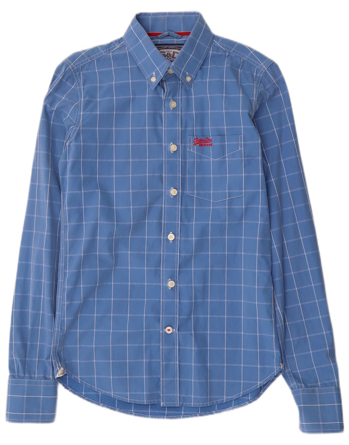 Camisa Superdry Hombre De Algodón A Cuadros Azul Pequeño