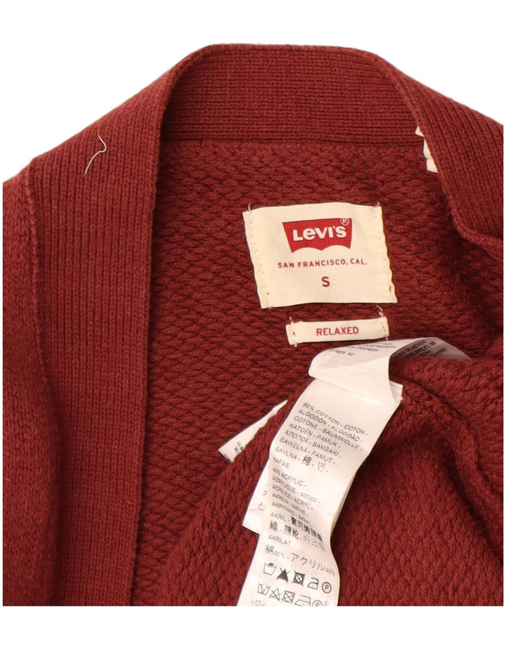 LEVI'S Cárdigan extragrande de corte relajado para hombre, talla pequeña, color marrón a rayas