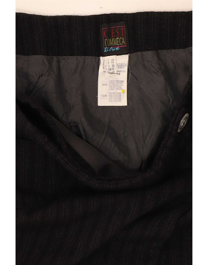 C'EST COMMECA Minifalda para mujer UK 12 Medium W28 Lana a rayas negras