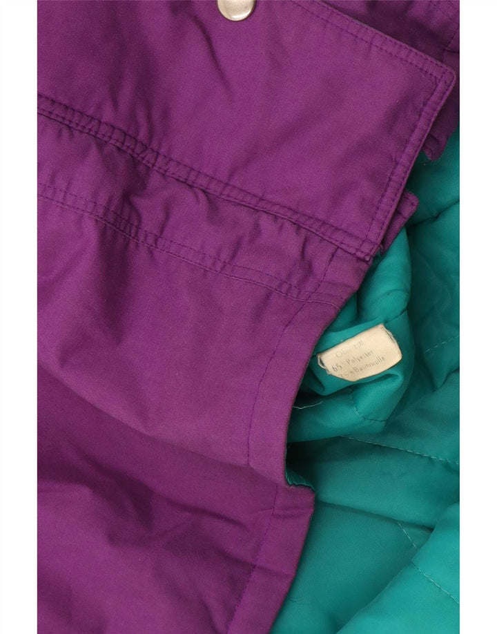 Vintage mujer cortavientos chaqueta Reino Unido 18 XL púrpura colorblock poliéster