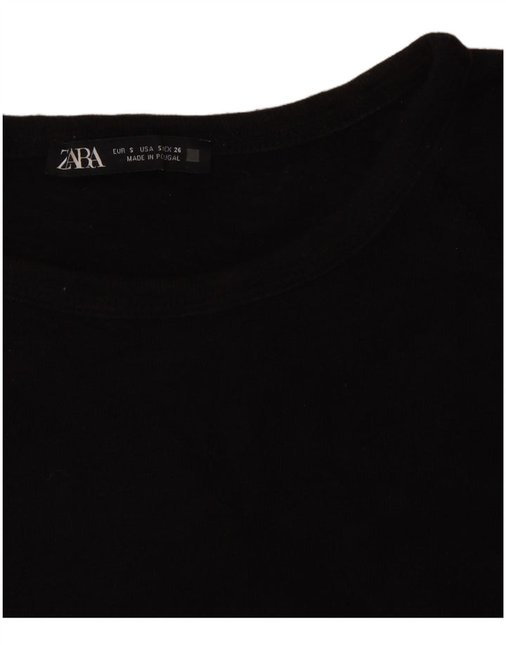 Zara Mujer Top Manga 3/4 UK 10 Small Negro