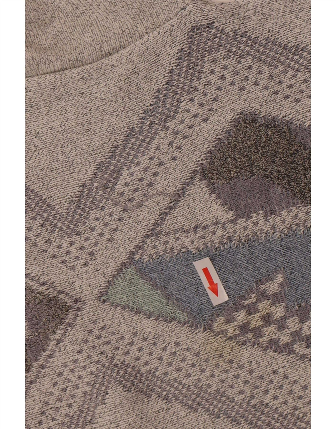 Vintage hombres Regular Fit Crew Neck Jumper Suéter Grande Gris Argyle/Diamond