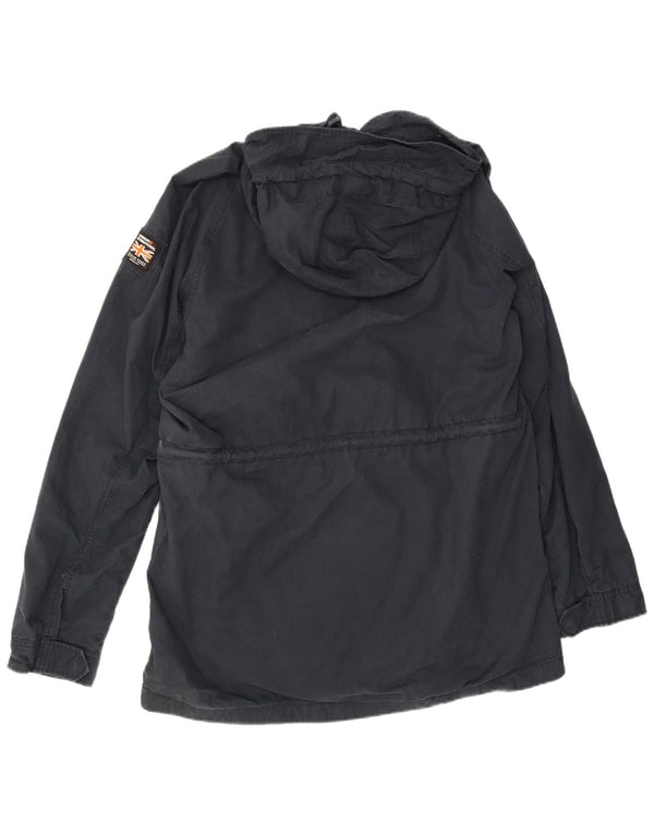 Superdry Parka con capucha para hombre UK 46 3XL Algodón azul marino
