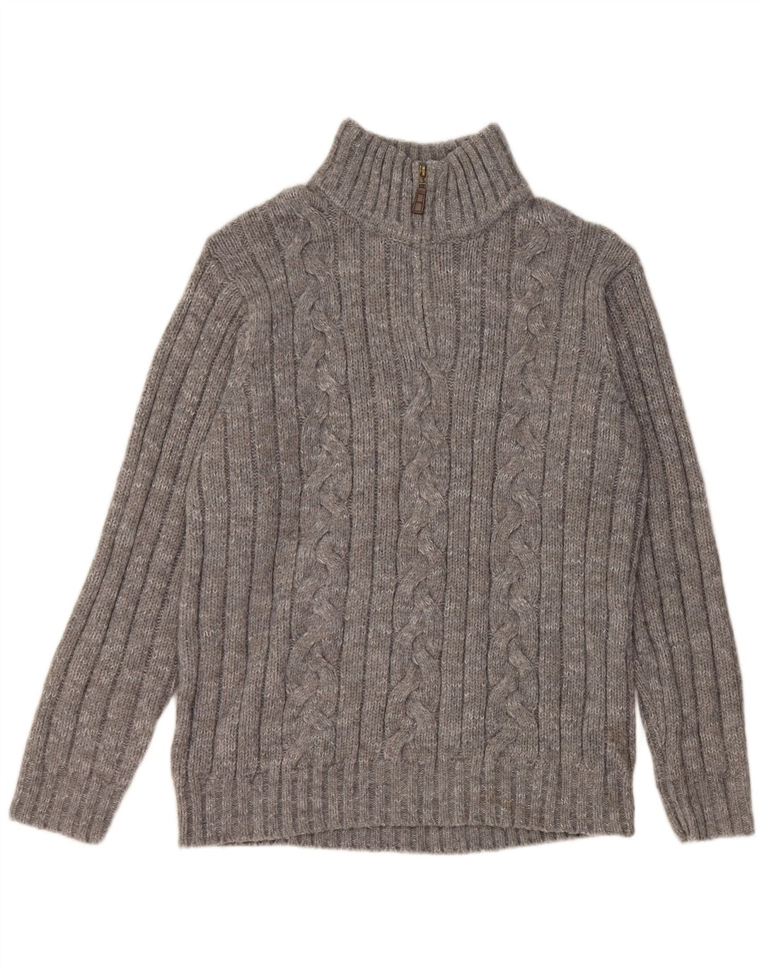 Marks & Spencer Jersey con cuello y cremallera para hombre, acrílico moteado gris grande