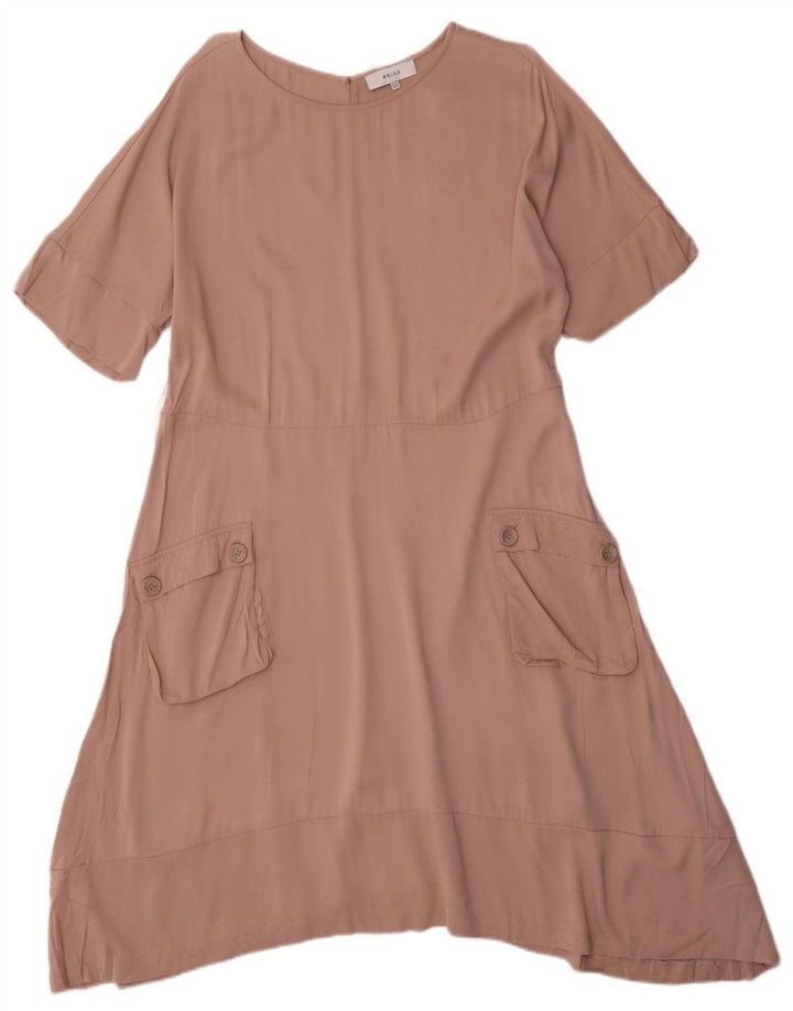 REISS Vestido asimétrico para mujer UK 42 Viscosa rosa mediana