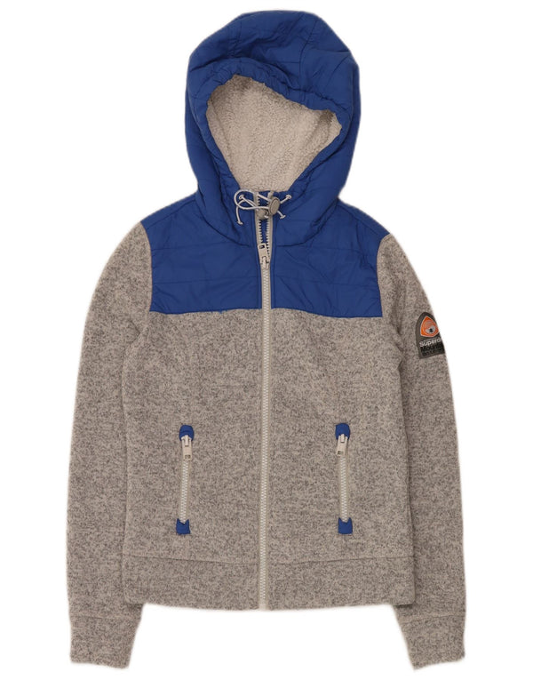 SUPERDRY Chaqueta bomber con capucha para mujer UK 10 Small Grey Colourblock
