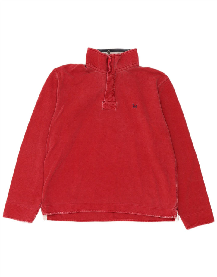 Crew Clothing - Sudadera con cuello y cremallera para hombre, jersey de algodón rojo mediano