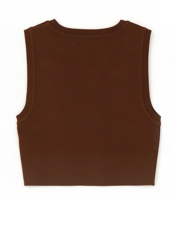 Zara Mujer Crop Vest Top UK 8 Small Marrón