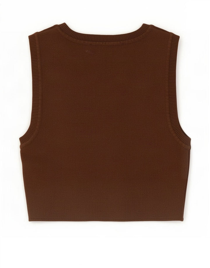 Zara Mujer Crop Vest Top UK 8 Small Marrón
