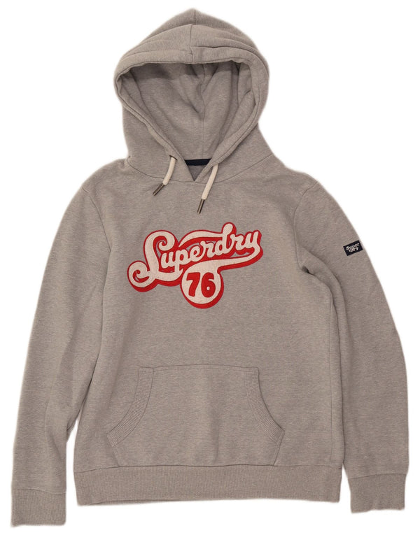 SUPERDRY Jersey con capucha gráfica para mujer UK 44 Algodón gris medio