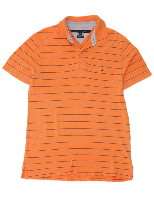 Tommy Hilfiger Polo de ajuste personalizado para hombre XS Algodón a rayas naranja