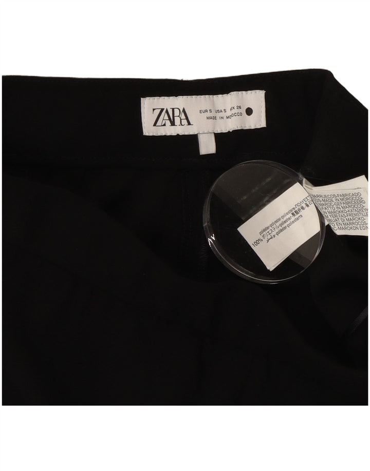 Zara Mujer Pantalón Casual Bootcut Pequeño W26 L28 Poliéster Negro
