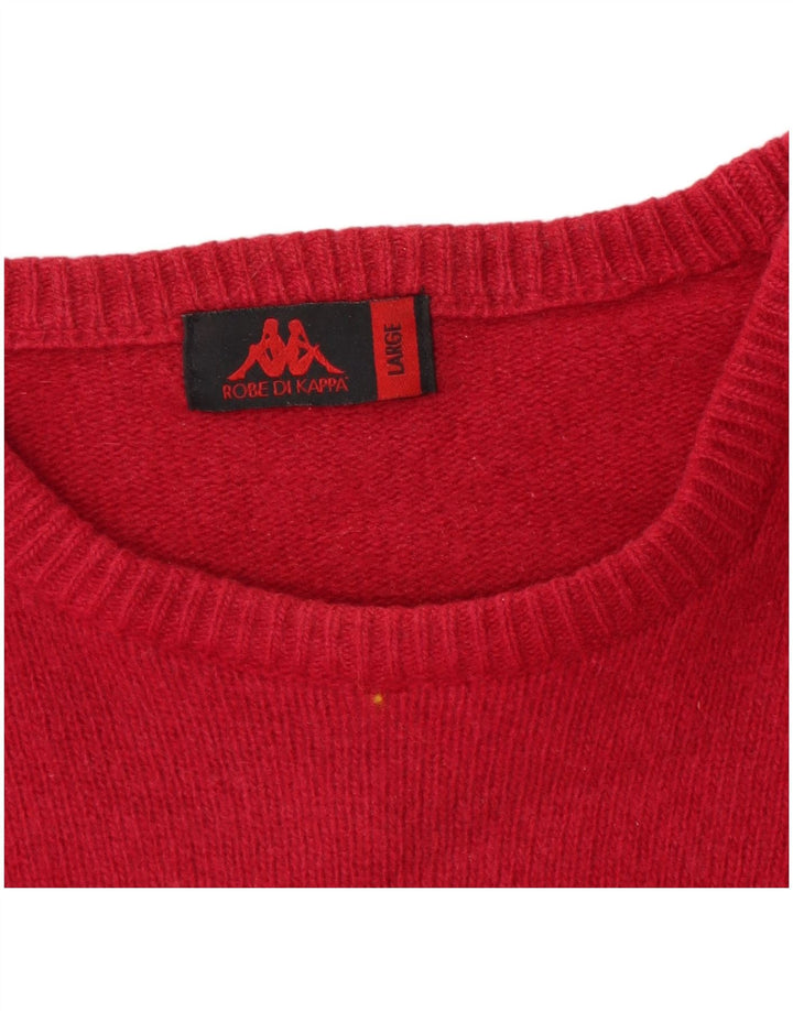 Kappa Hombre Jersey Con Cuello Barco Jersey De Lana De Cordero Rojo Grande