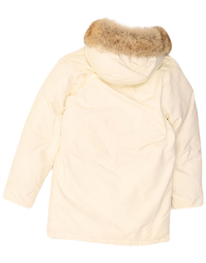 Woolrich Chaqueta acolchada con capucha para hombre UK 36 Small White Nylon