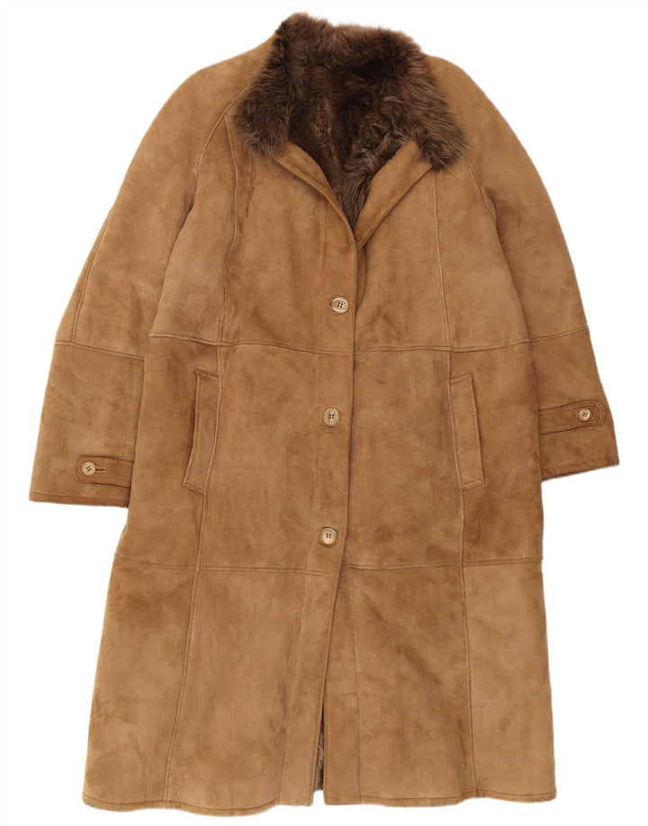 Shearling Abrigo de piel de oveja para mujer IT 48 XL Piel de oveja marrón