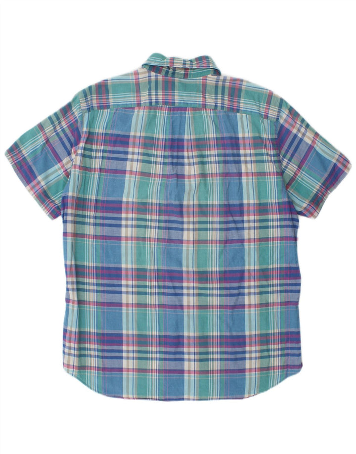 J. Crew Camisa de manga corta para hombre de algodón a cuadros azul medio