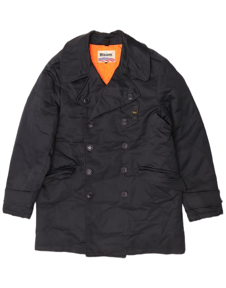 Blauer Abrigo cruzado para hombre UK 40 Large Poliéster azul marino