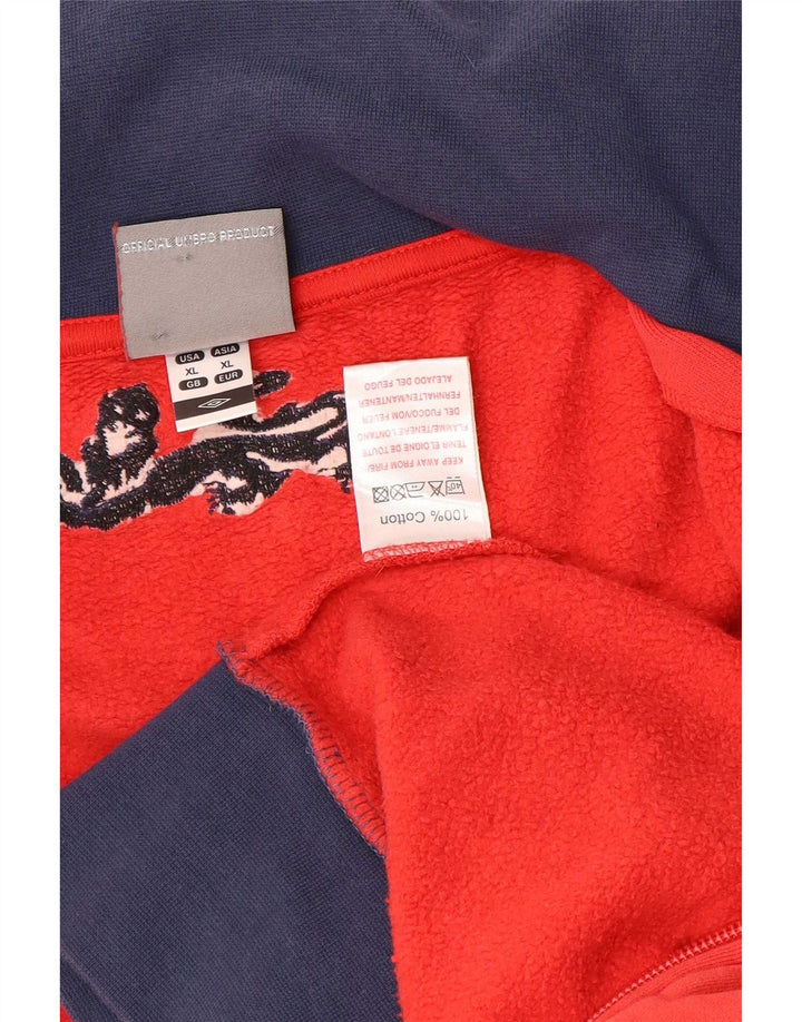 Umbro Hombre Chándal Top Chaqueta XL Rojo Colorblock Algodón