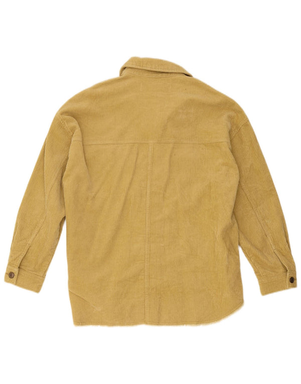Zara Mujer Camisa De Pana Extragrande UK 10 Small Algodón Amarillo