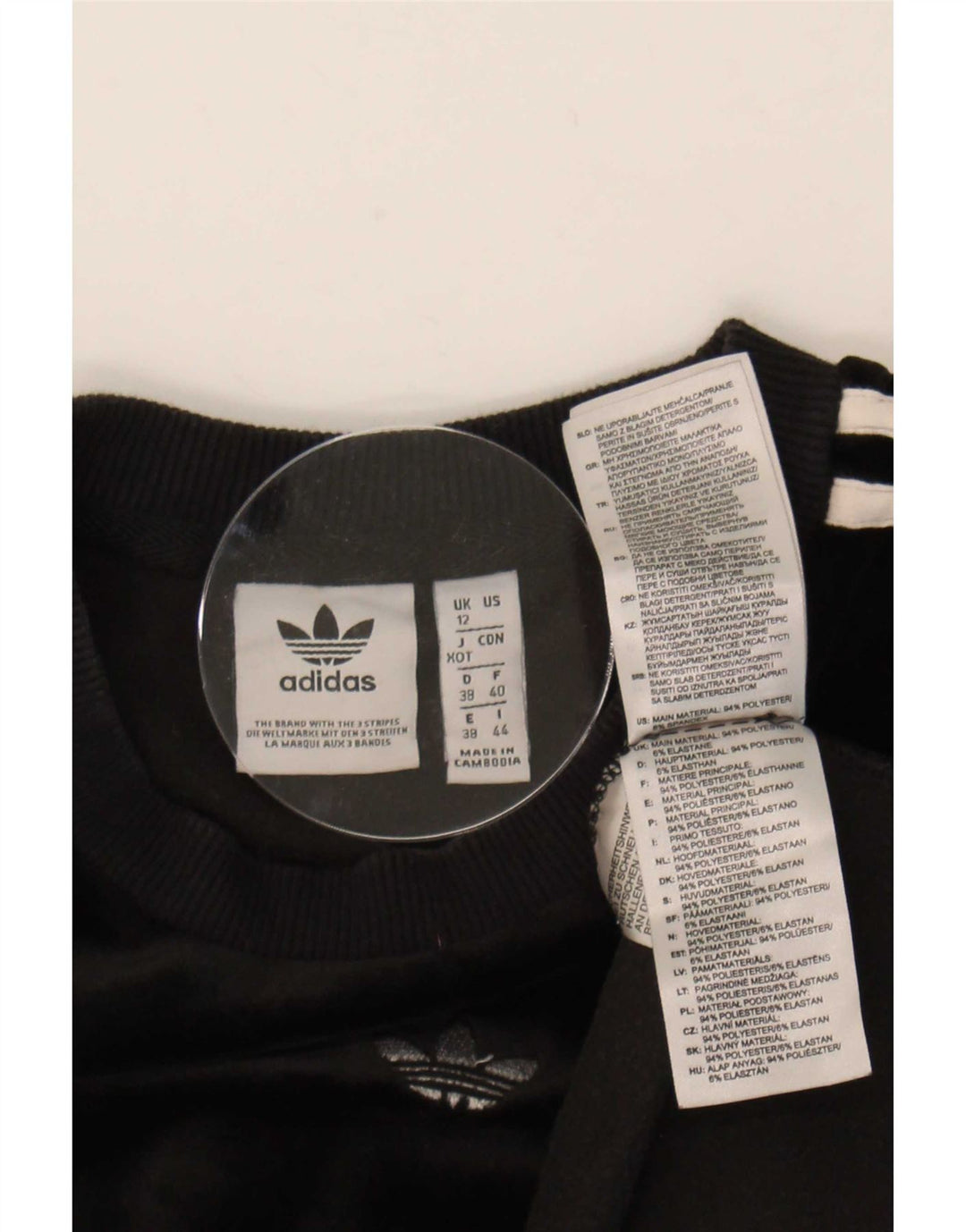 Adidas Mujer Velour Top Manga Larga UK 12 Medio Negro Poliéster
