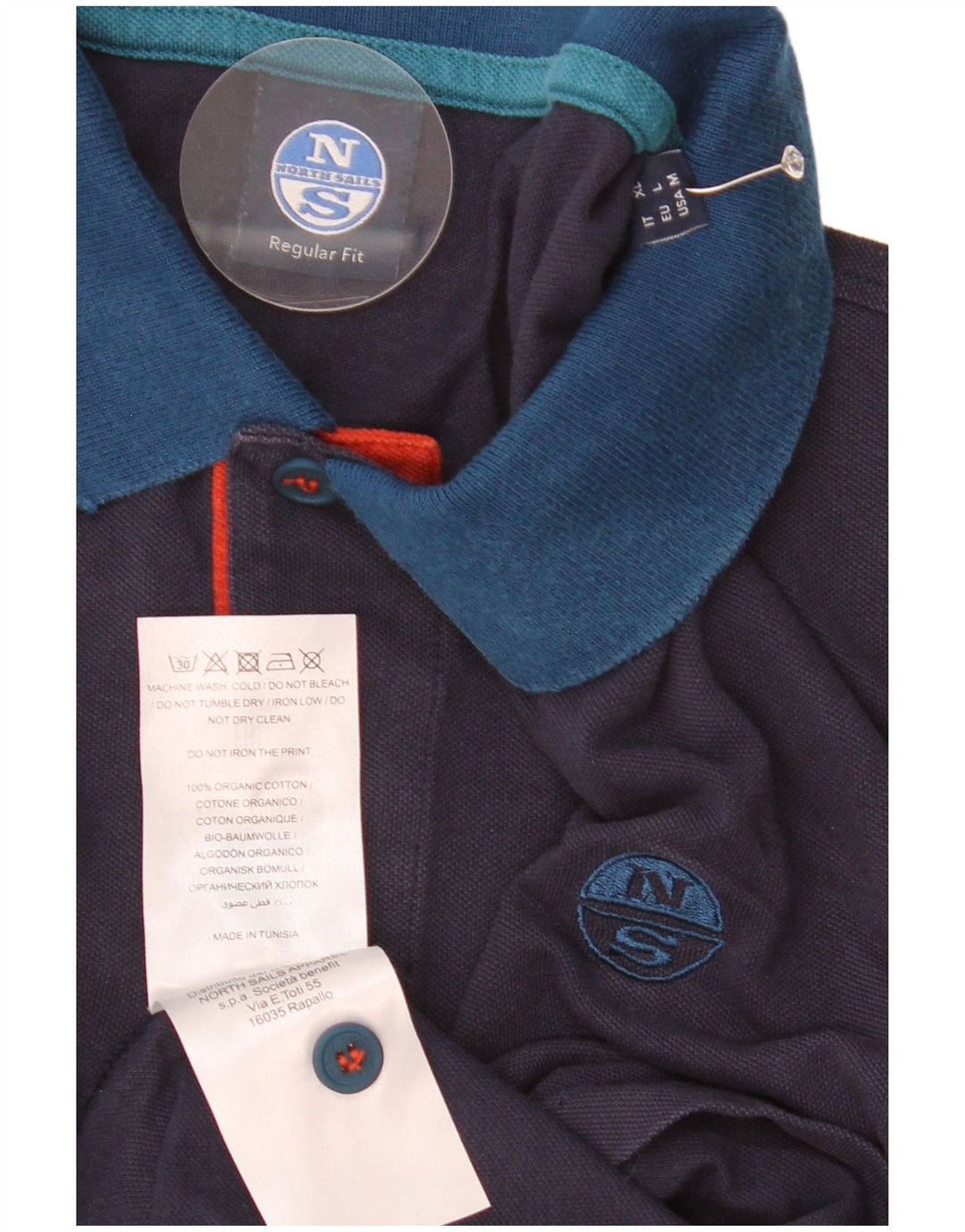 North Sails Polo De Manga Larga Para Hombre Color Block Azul Marino Medio