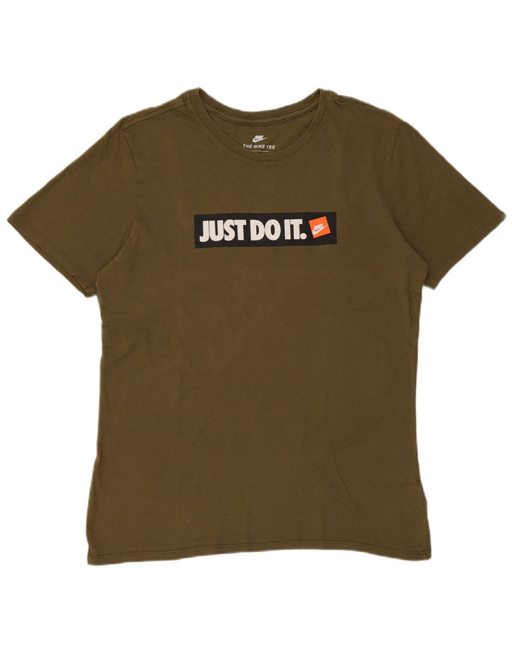 Nike Camiseta gráfica para hombre Top de algodón caqui mediano