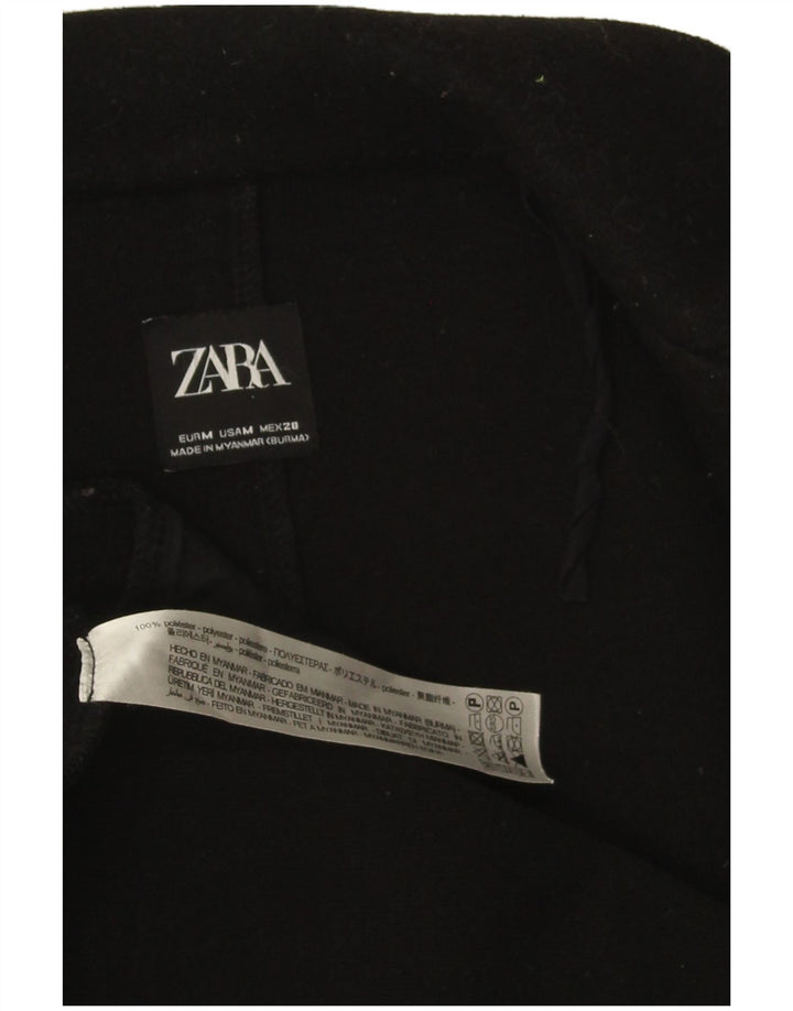Zara Mujer Abrigo Abierto UK 44 Medio Negro Poliéster