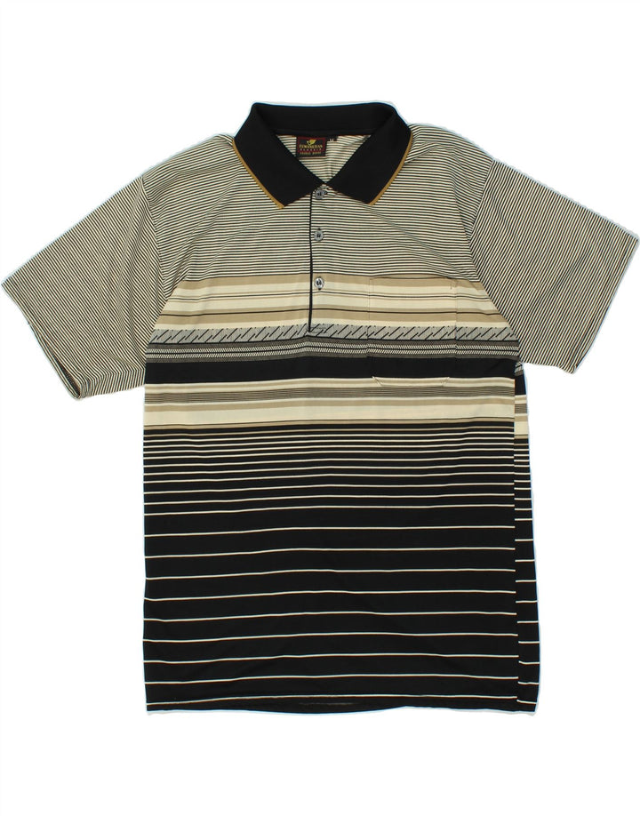 Polo VINTAGE para hombre Poliéster a rayas gris medio