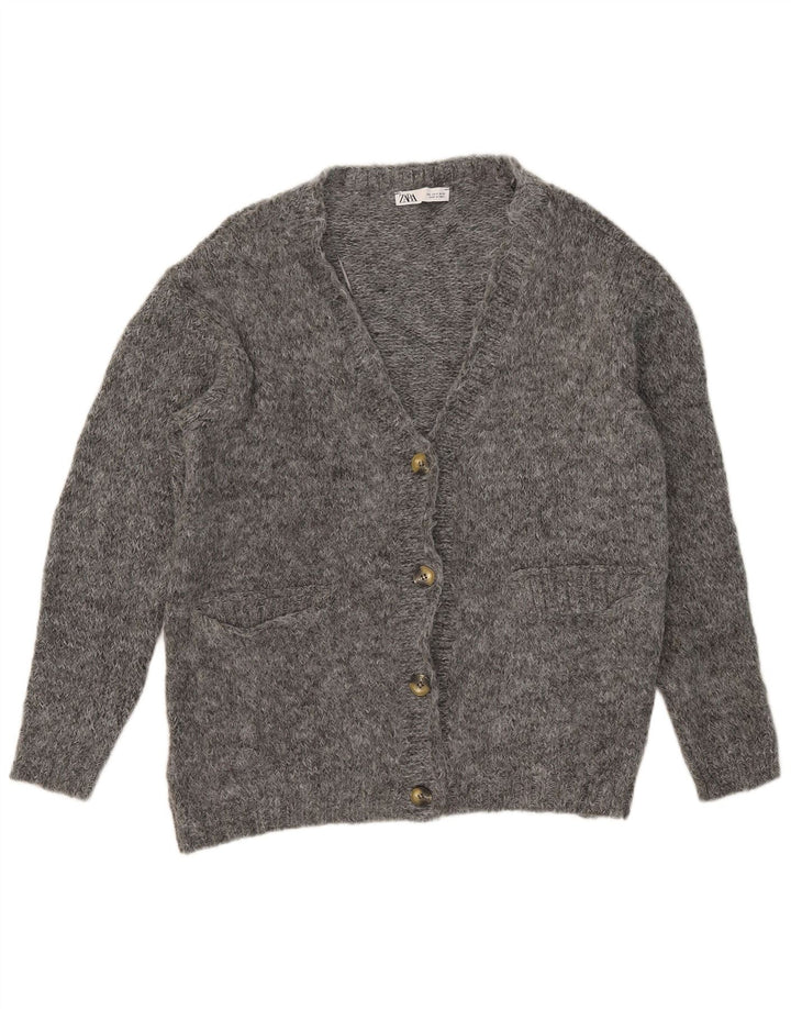 Zara Mujer Suéter Cárdigan Extragrande UK 10 Small Gris