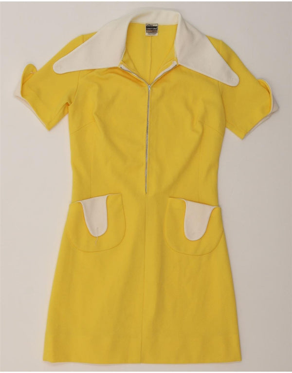 Vestido Polo Trevira Mujer IT 44 Poliéster Color Block Amarillo Medio